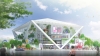 A rendering of Shigeru Ban&#039;s design for the Tainan Museum of Fine Arts.