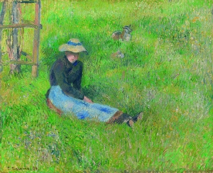 Camille Pissarro &quot;Paysanne assise et chevres,&quot; oil on canvas, 1884. 