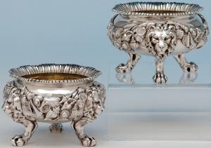 Pair of Antique English Sterling Silver Master Salts by Paul Storr, London, 1819–1820. 