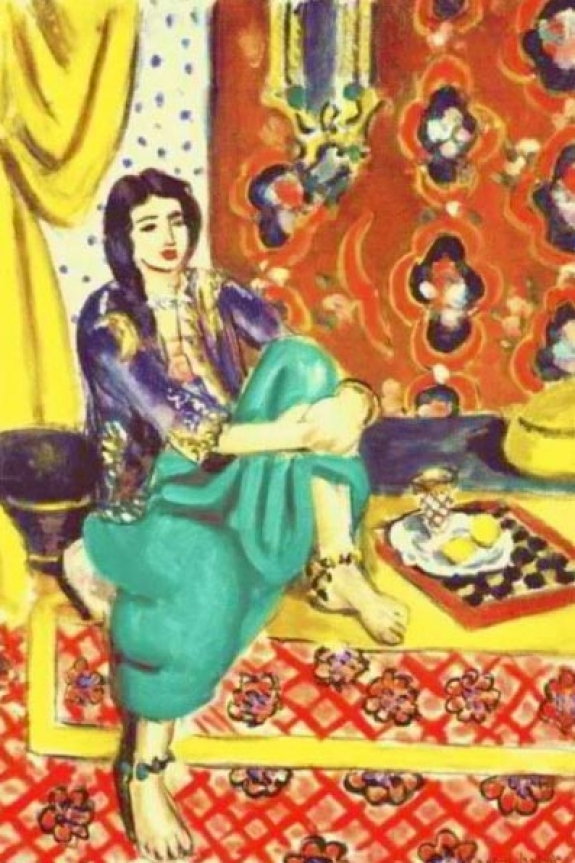 Henri Matisse, French, 1869 1954, Seated Odalisque, Left Knee Bent, Ornamental Background and Checkerboard, 1928, Oil on canvas, 21 5/8 x 14 7/8 in. (54.9 x 37.8 cm), The Baltimore Museum of Art: The Cone Collection, formed by Dr. Claribel Cone and Miss Etta Cone of Baltimore, Maryland, BMA 1950.255, © 2011 Succession H. Matisse / Artists Rights Society (ARS), New York