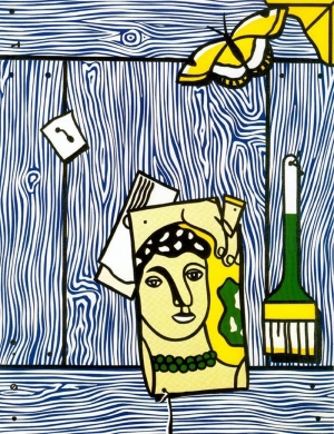 Roy Lichtenstein&#039;s &#039;Trompe L&#039;oeil with Léger Head and Paintbrush,&#039; 1973.