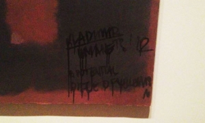 A detail of the defaced Rothko mural.