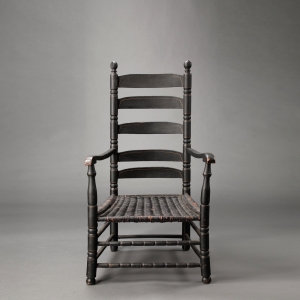 Early William and Mary Painted Five Slat-Back Arm Chair. 
