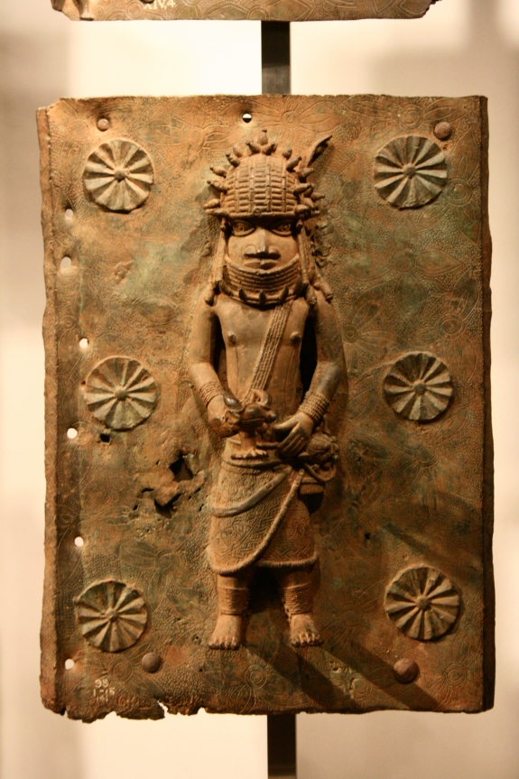 A Benin bronze on display at the British Museum.