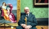Sir Denis Mahon at the National Gallery in 1999 in front of Guido Reni’s The Rape of Europa, a picture he had acquired in a 1945 auction.