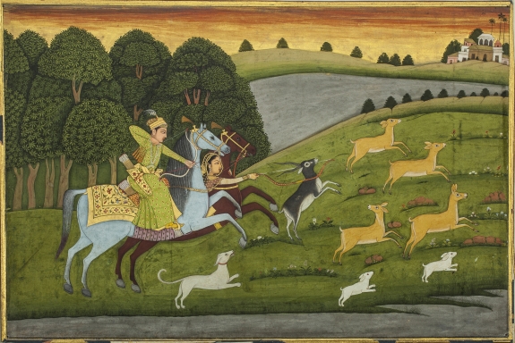 &#039;Baz Bahadur and Rupmati Out Hunting Lucknow,&#039; India, circa 1760.