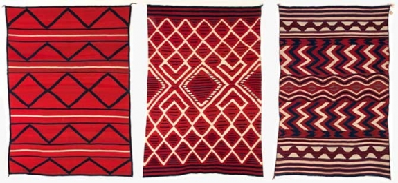 A collection of 19th-century Navajo tapestry weaves.