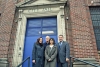 Yonkers Deputy Mayor Susan Gerry, left, with art dealer Daniel Wolf, artist Maya Lin and Mayor Mike Spano on the steps of Yonkers City Jail. 