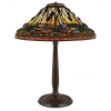 Tiffany Studios bronze and leaded Favrile glass dragonfly lamp designed by Clara Driscoll, circa 1906-13. 