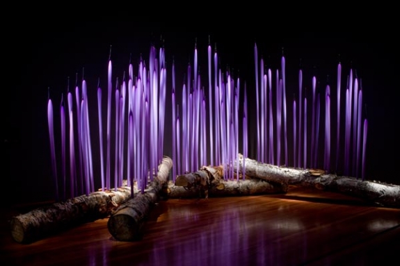 Dale Chihuly&#039;s &#039;Neodymium Reeds on Logs,&#039; 2008.