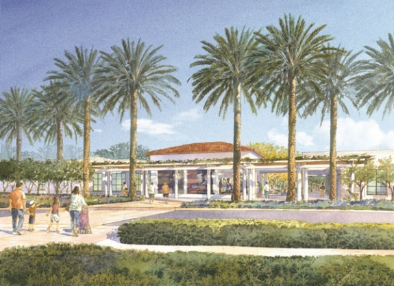 A rendering of the entrance to the Steven S. Koblik Education and Visitor Center.