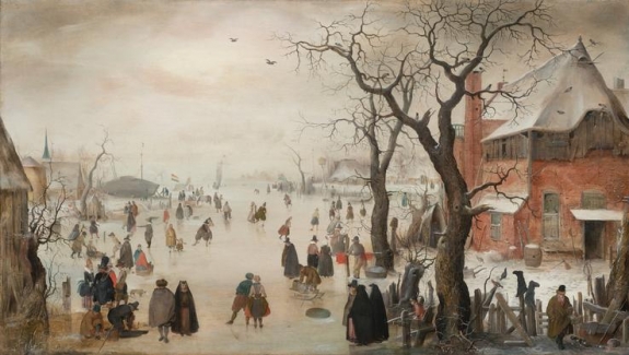 &quot;Winter Landscape near a Village,&quot; ca. 1610-15, by Hendrick Avercamp Oil on panel The Rose-Marie and Eijk van Otterloo Collection