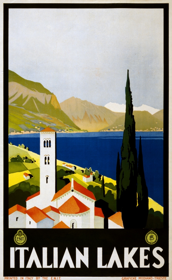 Italian Lakes travel poster for ENIT, circa 1930.