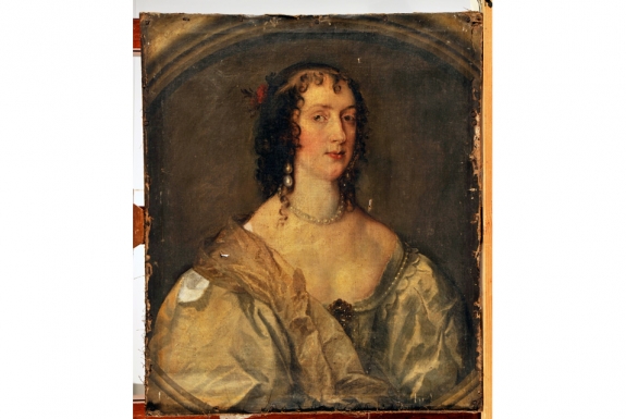 Anthony van Dyck&#039;s &#039;Portrait of Olive Boteler Porter&#039; before restoration. 