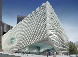 An architectural rendering of The Broad.