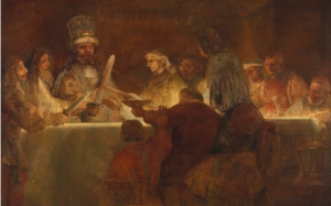Rembrandt&#039;s &#039;The Conspiracy of the Batvians under Claudius Civilis,&#039; 1661-62.
