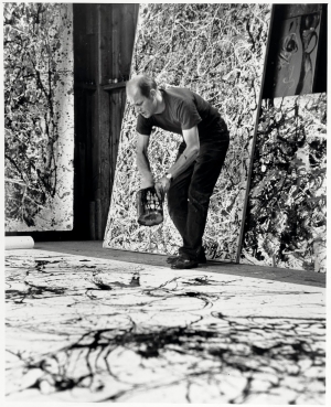 Jackson Pollock in his East Hampton studio.