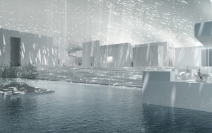 A rendering of the Louvre Abu Dhabi.