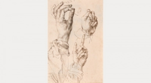 Albrecht Durer&#039;s &#039;Three Studies of the Artist&#039;s Left Hand,&#039; circa 1493-94.