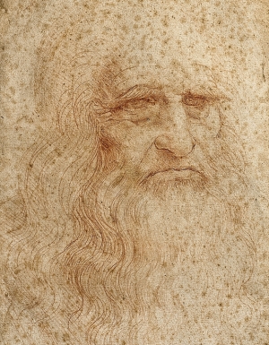 The Leonardo da Vinci self-portrait in red chalk.
