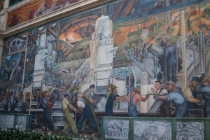 A portion of Diego Rivera&#039;s &#039;Detroit Industry&#039; murals.