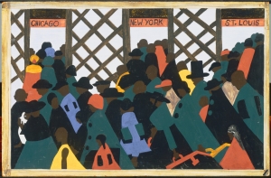 A panel from Jacob Lawrence&#039;s &#039;The Migration Series.&#039;