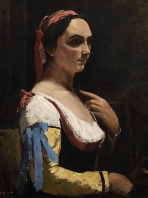 Jean-Baptise Camille Corot&#039;s &#039;Femme a la Manche (The Italian Woman or Woman with Yellow Sleeve)&#039;