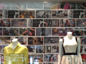 The DKNY storefront in Bangkok that featured Brandon Stanton&#039;s photographs.
