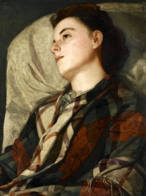 Susan Macdowell Eakins &#039;Girl in a Plaid Shawl,&#039; circa 1880-85. Oil on canvas, 28 1/16 x 21 inches.