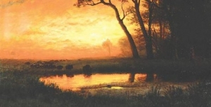 Albert Bierstadt&#039;s &#039;Sunset on the Platte River,&#039; circa 1875.