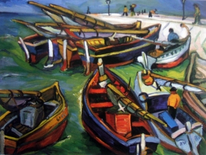 Irma Stern&#039;s 1931 &quot;Fishing Boats&quot; was among the five paintings stolen from the Pretoria Art Museum.