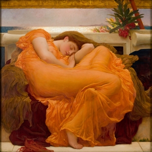 The work on paper was a study for Leighton&#039;s celebrated &#039;Flaming June&#039; painting.
