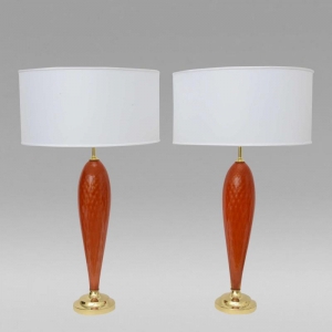 A Pair of Handblown Murano Glass Lamps, 1950s. 