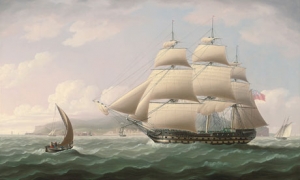 Thomas Buttersworth&#039;s painting of the East India Company&#039;s ship, Dunira.