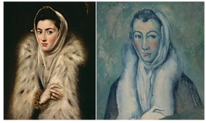 L: El Greco&#039;s &#039;Lady in a Fur Wrap,&#039; circa 1577-79; R: Paul Cezanne&#039;s &#039;Lady in a Fur Wrap, After El Greco,&#039; 1885-86.